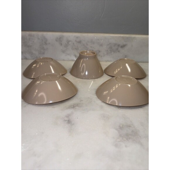 Fostoria Melamine Fawn Taupe Set Of 4 Casual Flair Bowls And 1 Sugar Bowl No Lid - Picture 8 of 11